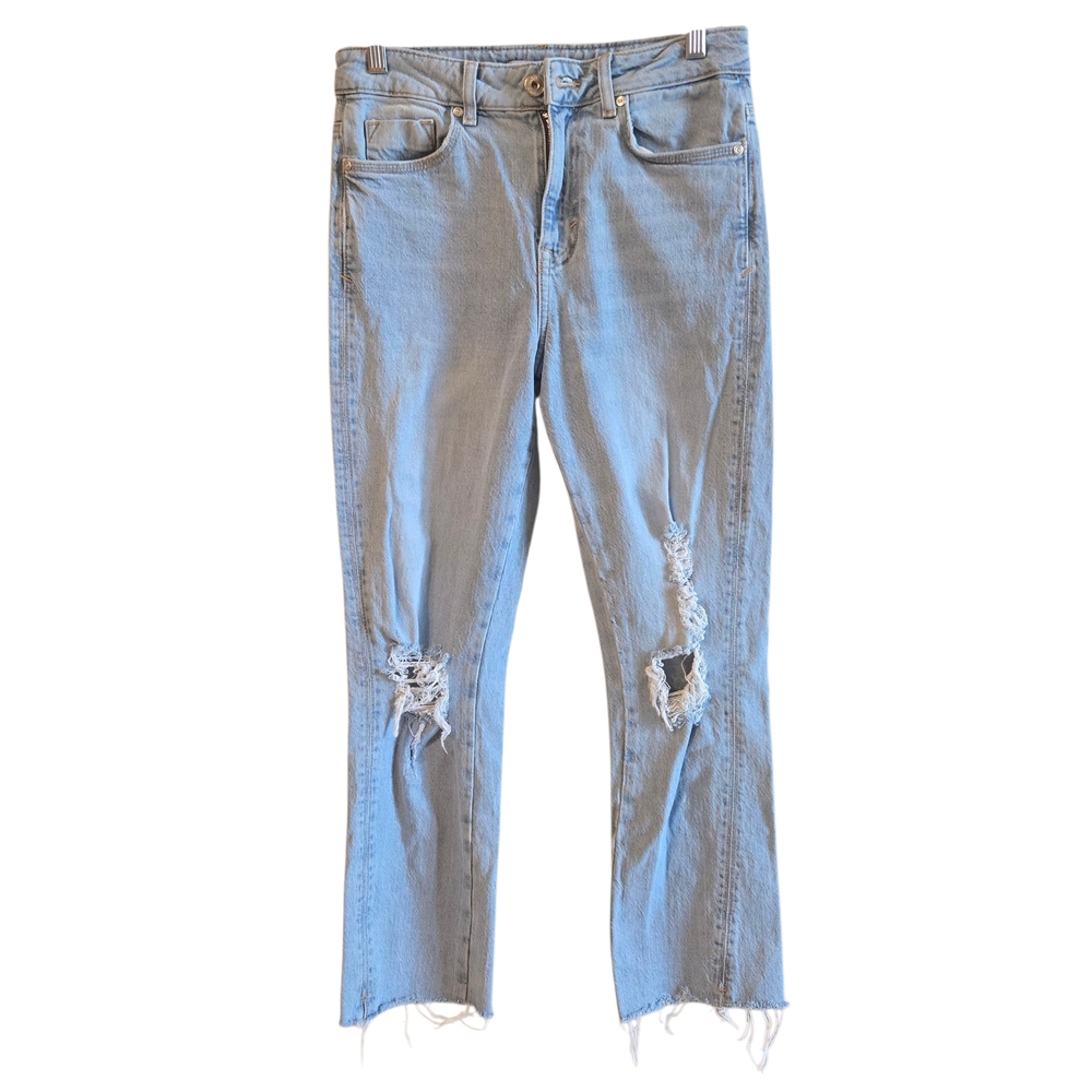 Zara Light Blue Straight‎ Leg Jeans with Rips